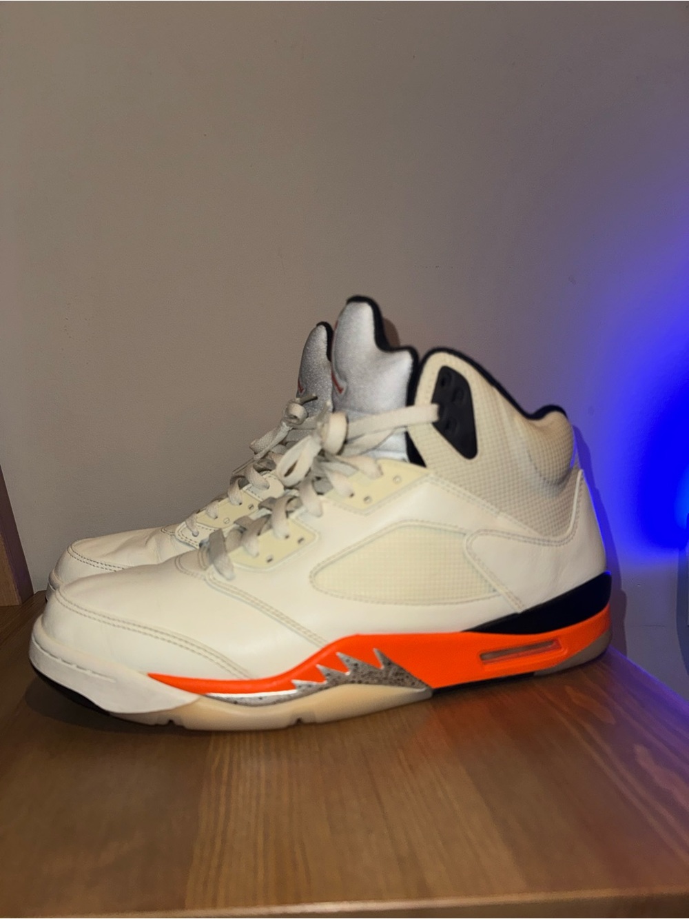 Air-Jordan White and Orange Basketball Sneakers